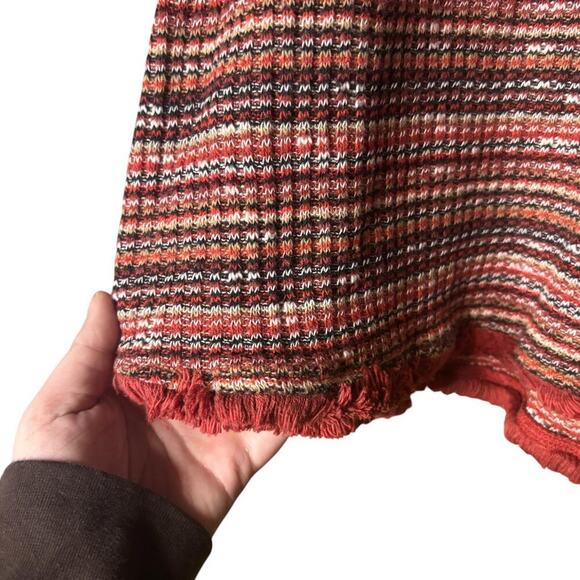 W5 Red/Black Striped Boho Tank Top With Fringe Hem - Picture 3 of 4